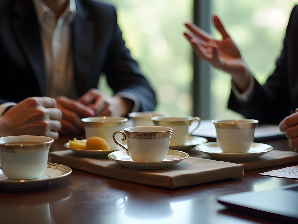 Traditional tea service during a business meeting in Kolkata