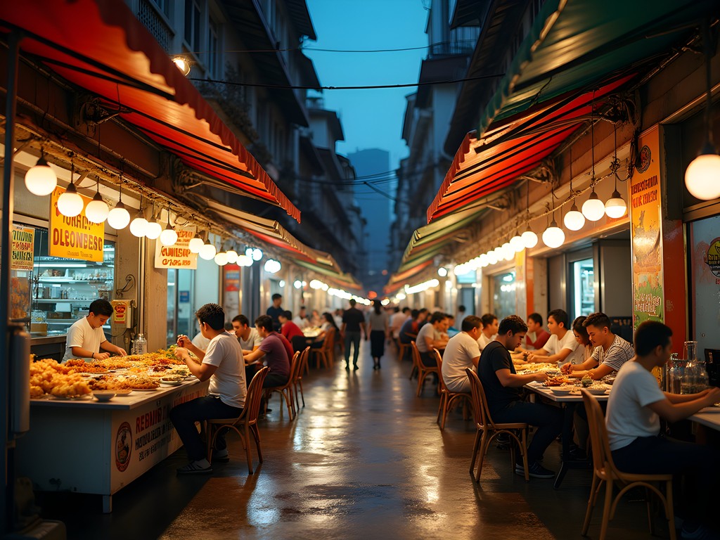 Vibrant night scene at Jalan Alor Food Street in Kuala Lumpur