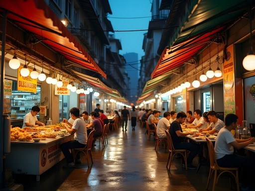 Vibrant night scene at Jalan Alor Food Street in Kuala Lumpur
