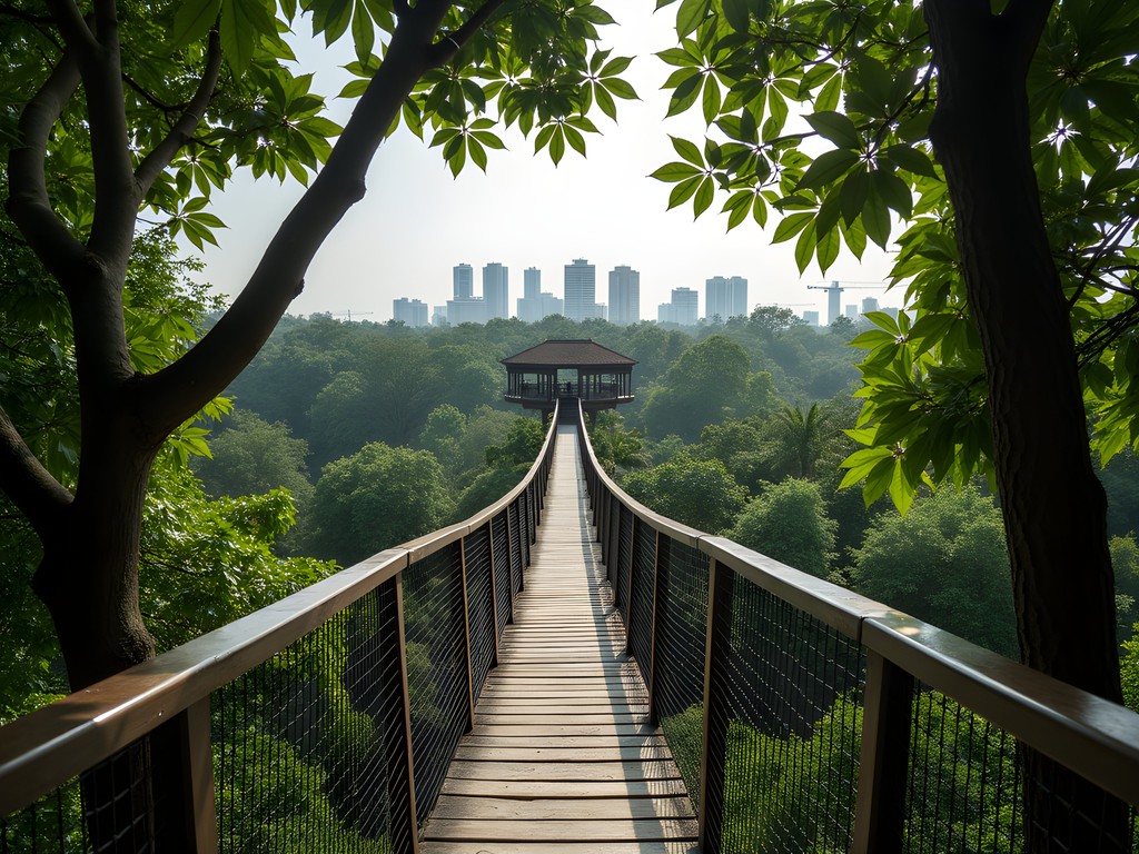 Executive walking on the canopy walkway at Lekki Conservation Centre in Lagos