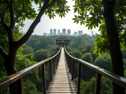 Executive walking on the canopy walkway at Lekki Conservation Centre in Lagos