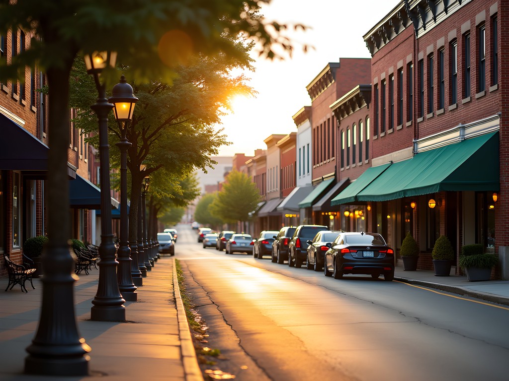 Evening stroll through Laurel's Historic District with vintage storefronts