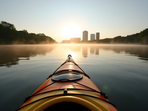 Early morning kayaking on the Arkansas River before business meetings