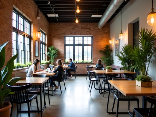 Modern coworking space interior in Monroe with industrial-chic design elements