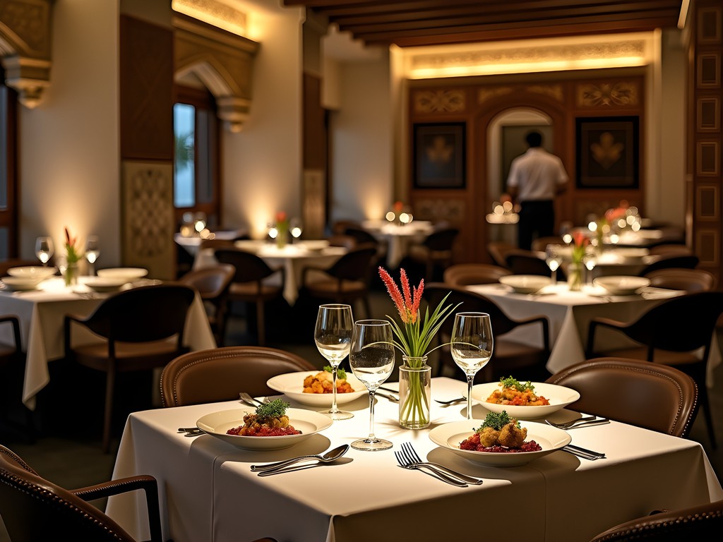 Business dinner at Saffron restaurant in a restored heritage building in Muharraq, Bahrain