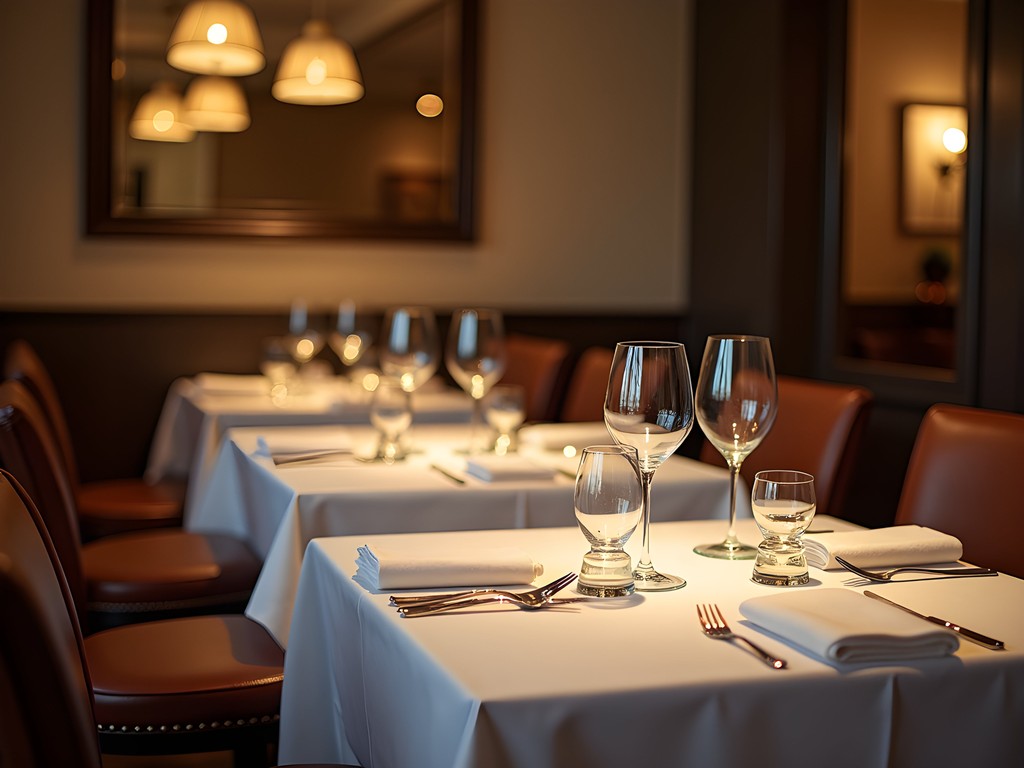 Elegant business dinner setting in upscale Nashville restaurant