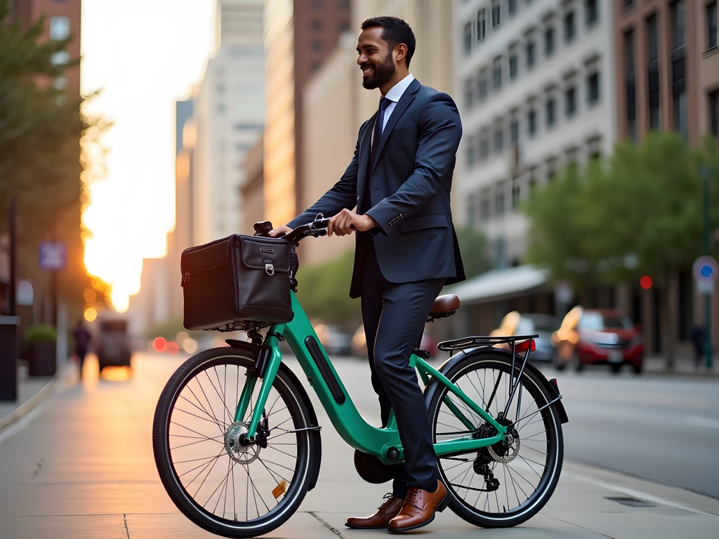 Business professional using Nashville's transportation options near downtown