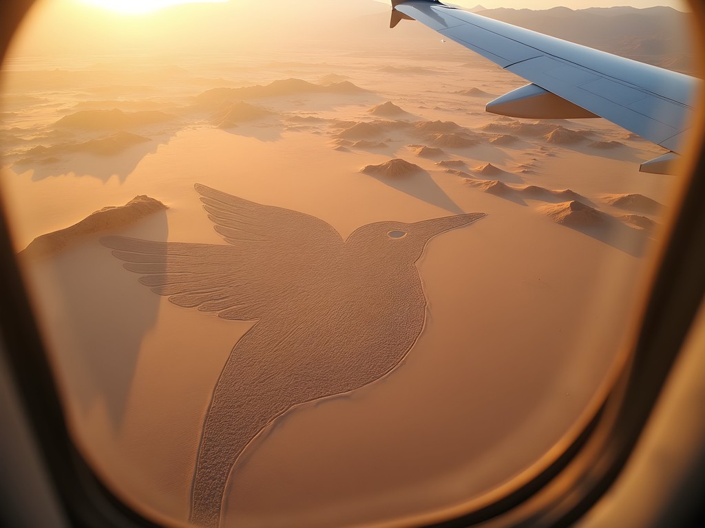 Aerial view of Nazca Lines with business traveler perspective