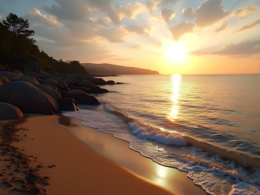 Woman practicing yoga at sunrise on a quiet section of Odessa's Black Sea coast