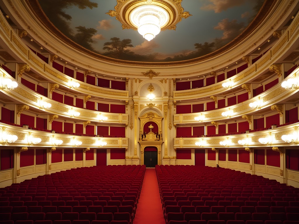 Ornate interior of the Odessa Opera and Ballet Theater showing sacred geometric patterns in the architecture