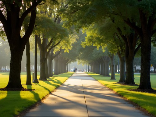 Morning walking trail at Champion Park in Olive Branch Mississippi