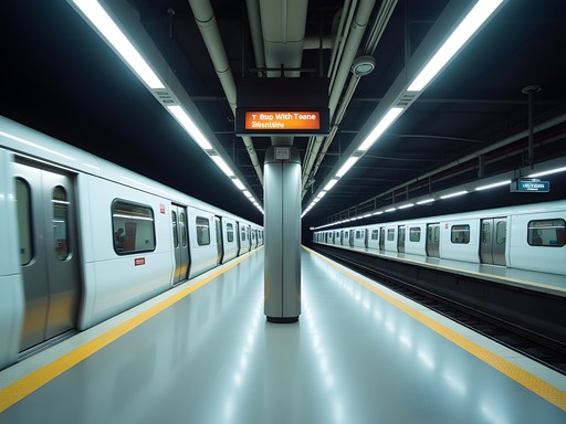 Oslo T-bane metro station showing modern electrical infrastructure and design