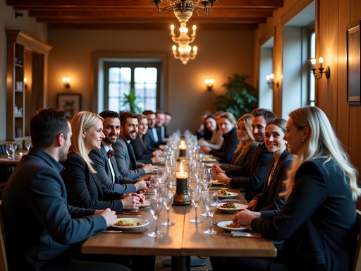 Business networking dinner in historic Finnish restaurant in Oulu