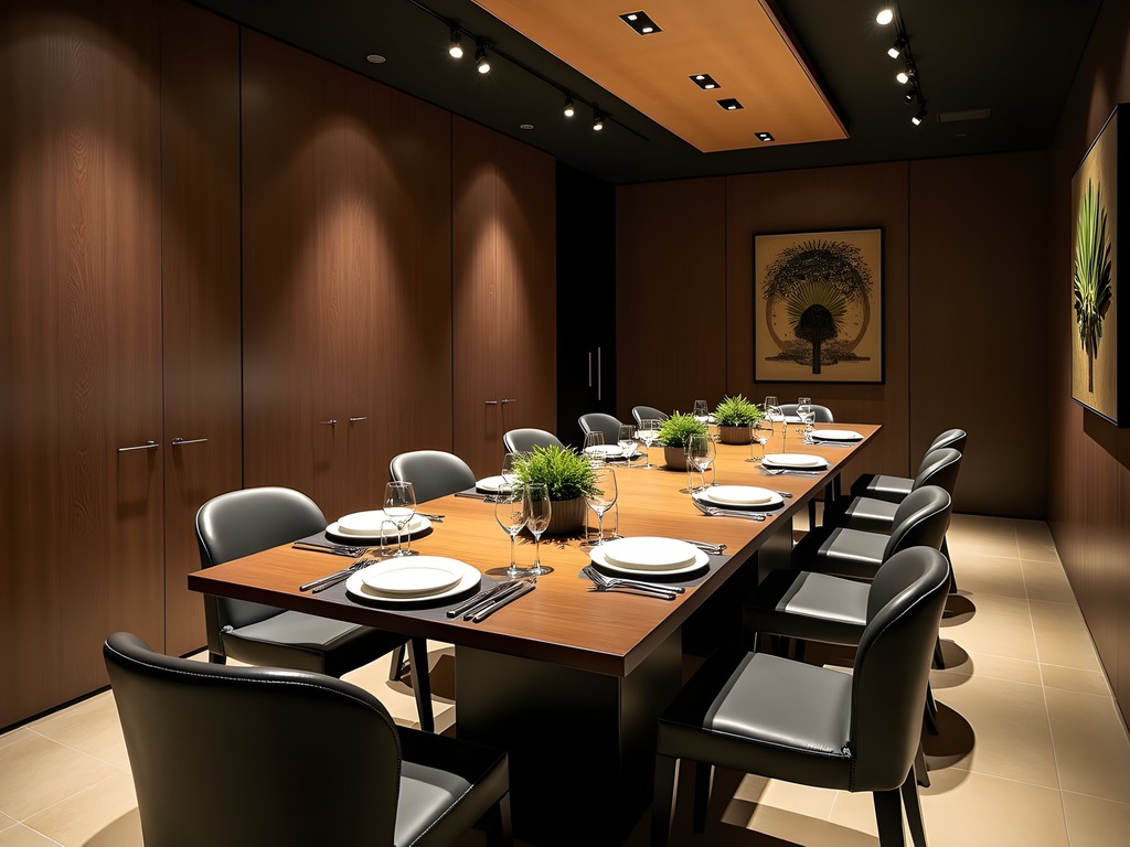 Elegant private dining room in upscale Plano restaurant with business executives