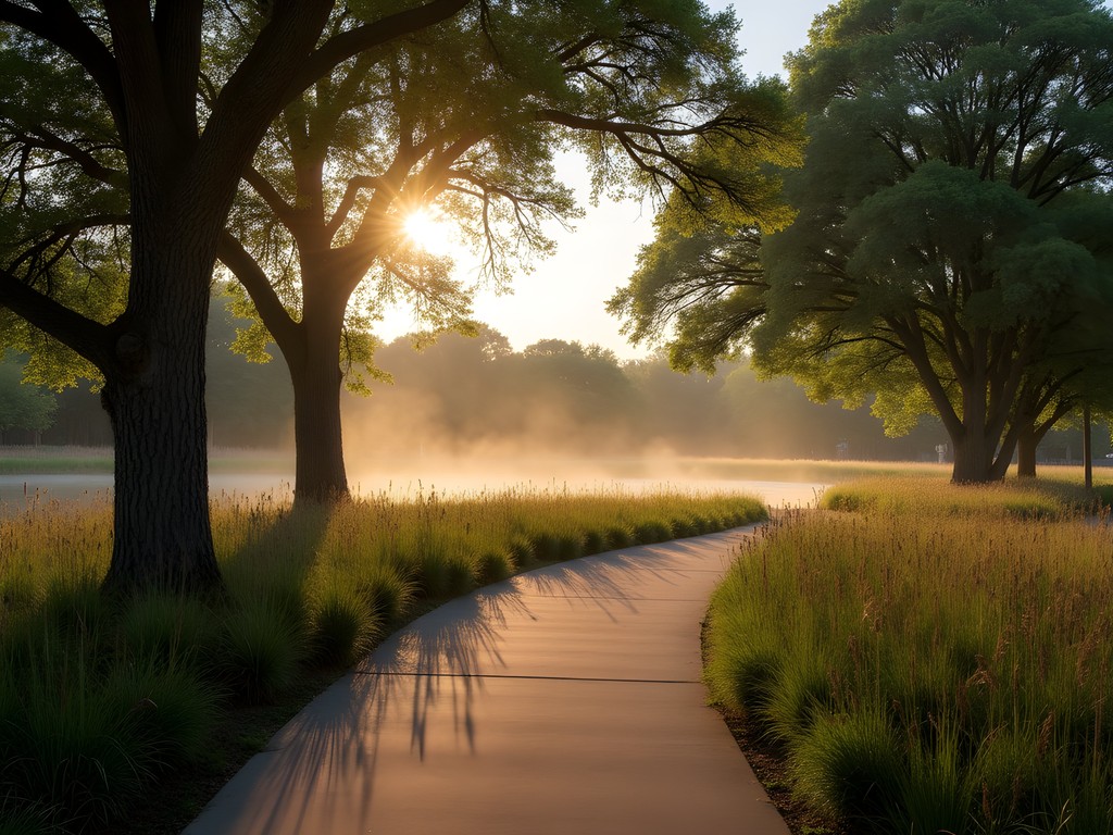Executive enjoying early morning walk at Oak Point Nature Preserve in Plano