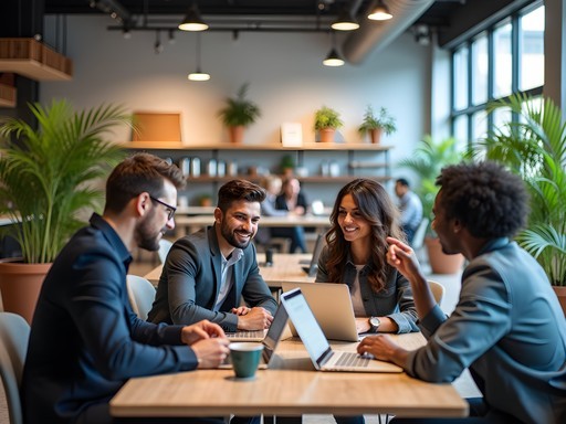 Modern coworking space in Polokwane with business professionals working at shared tables