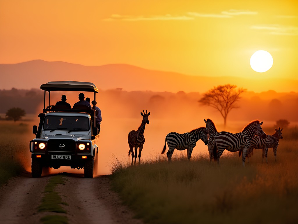 Business traveler enjoying afternoon safari at Polokwane Game Reserve with wildlife in background