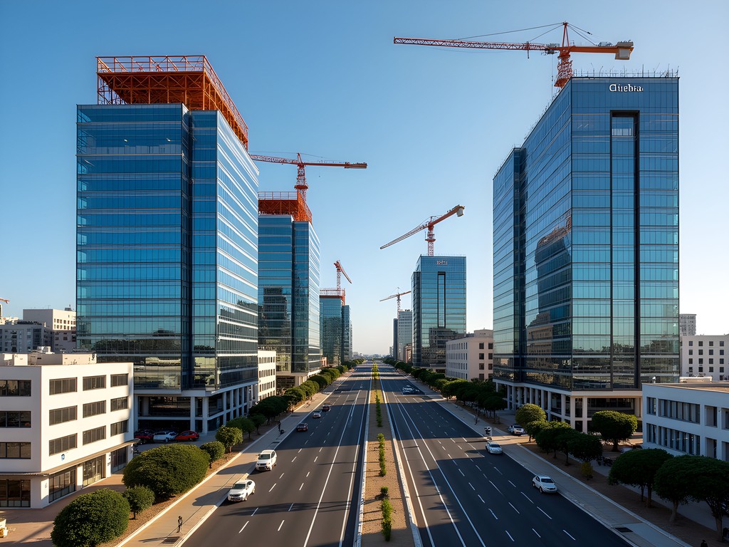 Modern business development and construction in Praia's growing commercial district