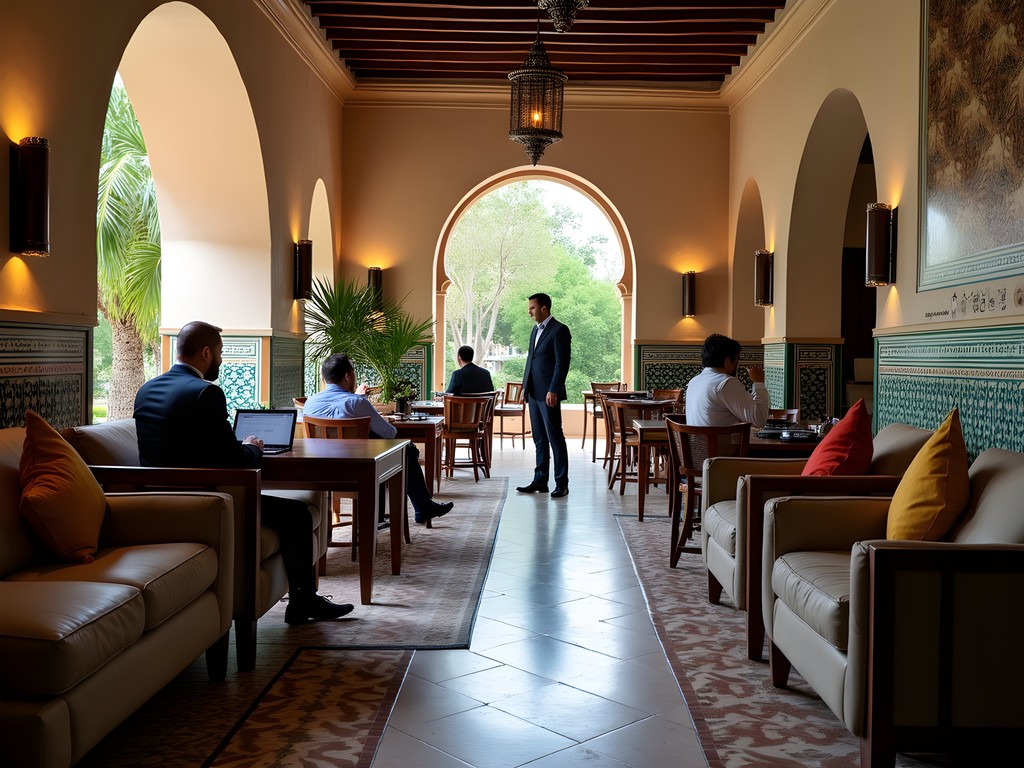 Executive lounge at Sofitel Rabat with traditional Moroccan decor and modern business amenities