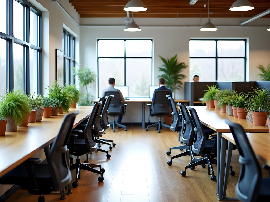 Professional coworking space at CoLab Roanoke with ergonomic workstations