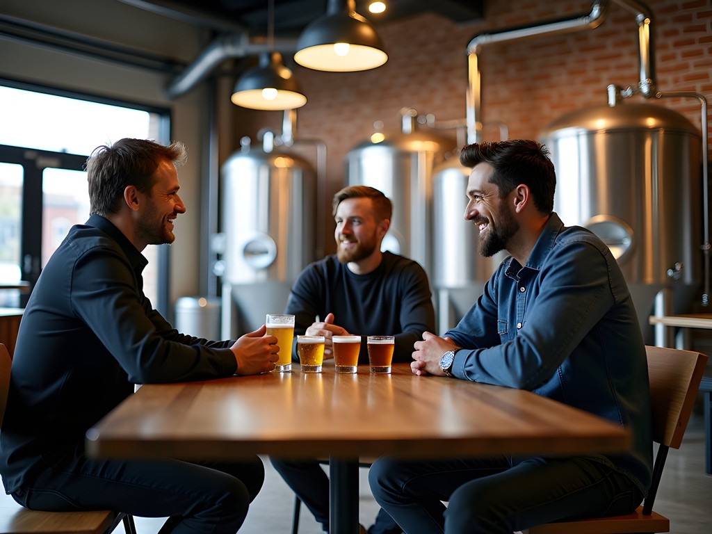 Business professionals having informal meeting at San Jose craft brewery