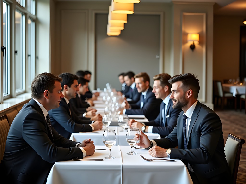 Professional business lunch setting at upscale Sandy Springs restaurant