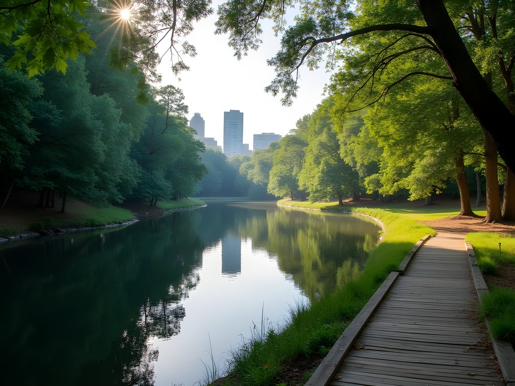 Business professional taking a break by the Chattahoochee River in Sandy Springs