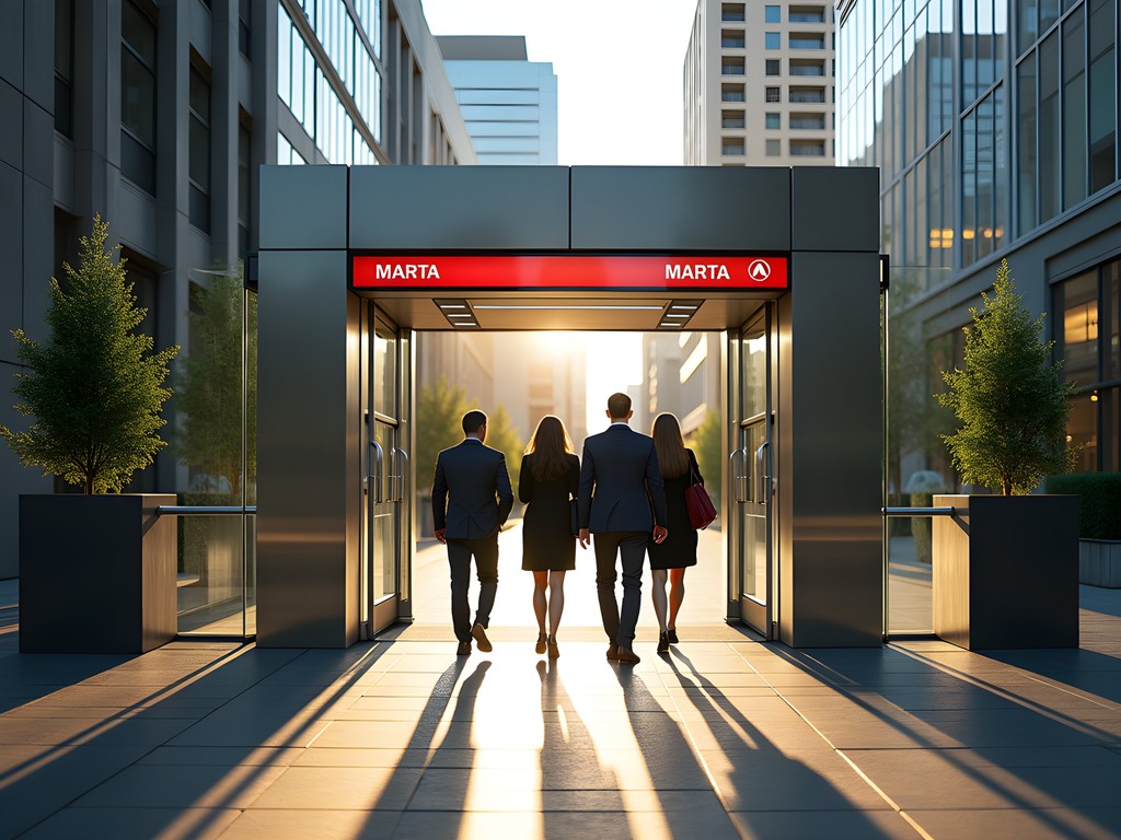 Sandy Springs MARTA station entrance with business professionals