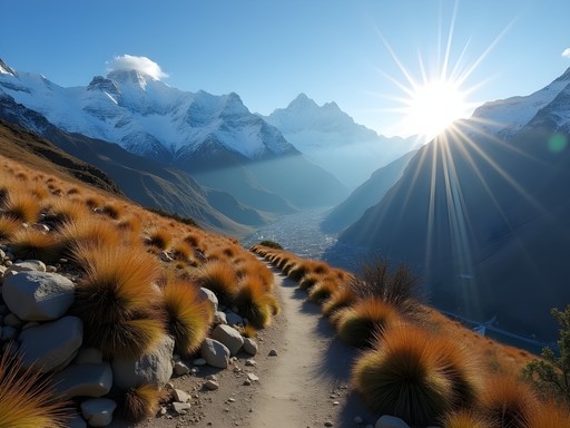 Business executive hiking in Andes mountains near Santiago with city view