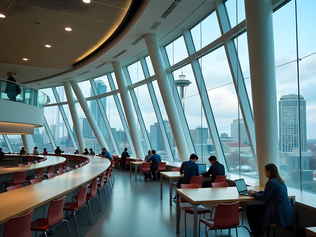 Seattle Central Library modern workspace with city views