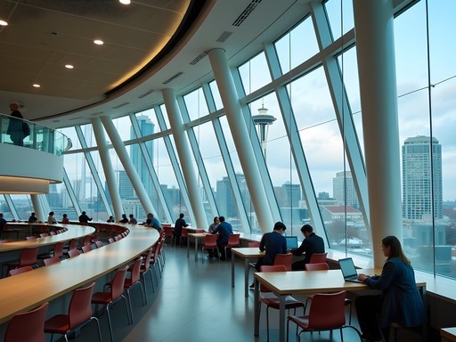 Seattle Central Library modern workspace with city views