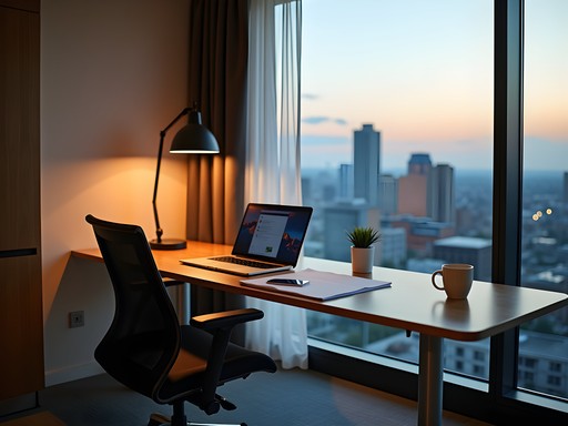 Business-friendly hotel room workspace at Aloft South Bend