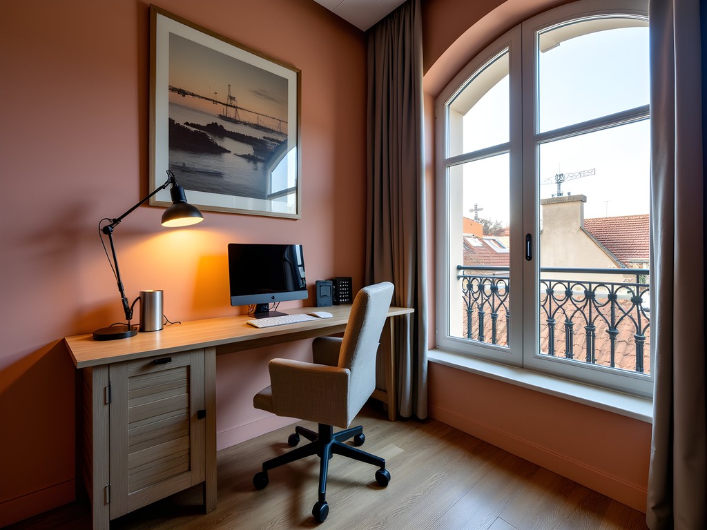 Business corner in a boutique hotel in Toulouse with traditional architecture and modern amenities