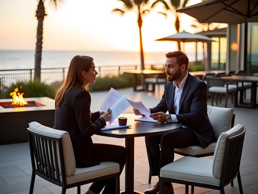 Professional outdoor business meeting at oceanfront venue in Virginia Beach