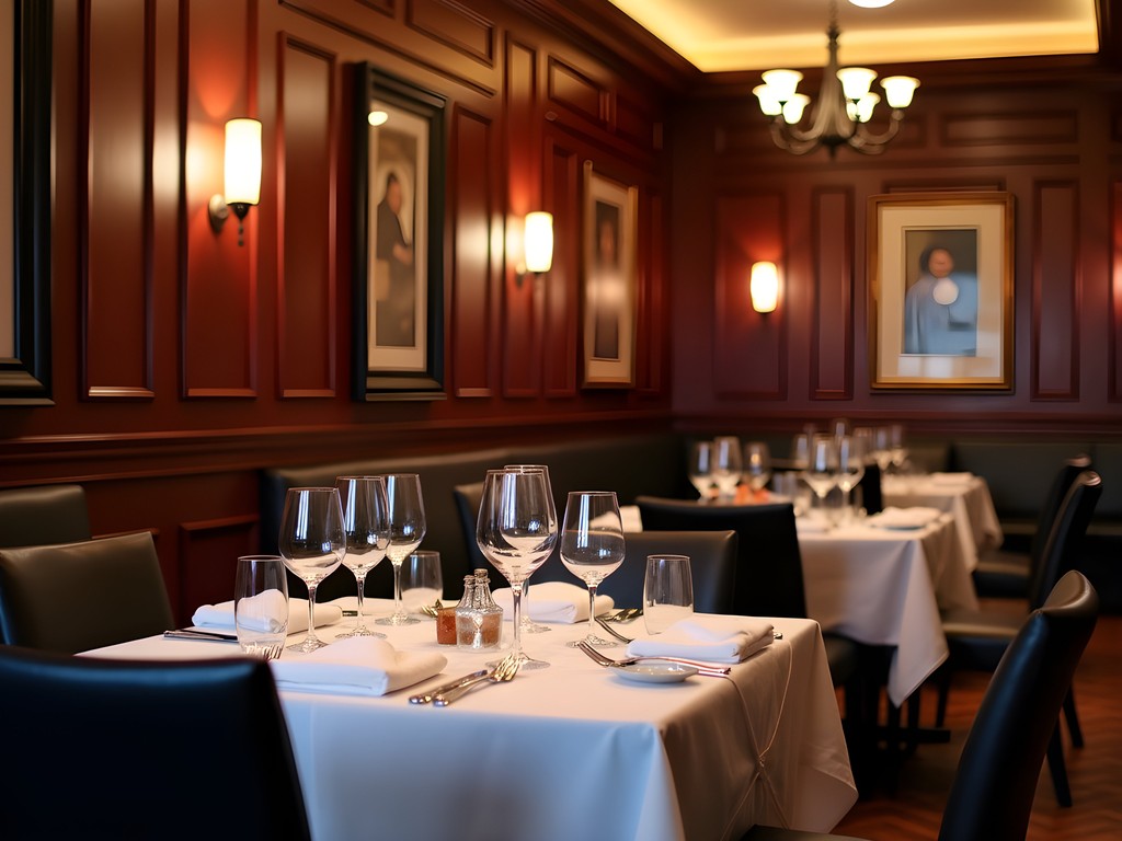 Elegant private dining room at Diorio Restaurant in Waterbury set for a business dinner