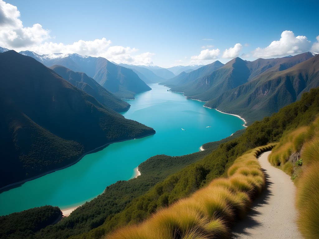 Scenic view of Marlborough Sounds from hiking trail