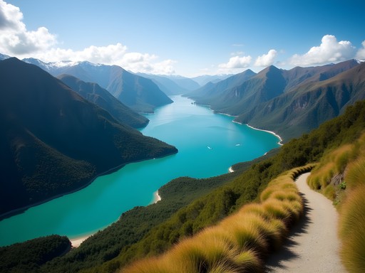 Scenic view of Marlborough Sounds from hiking trail
