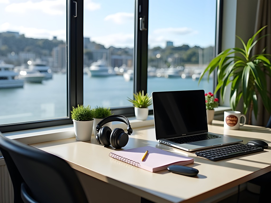 Professional remote work setup in Wellington apartment