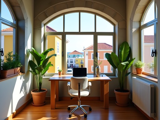 Stylish apartment workspace in Pietermaai District with colonial architecture features