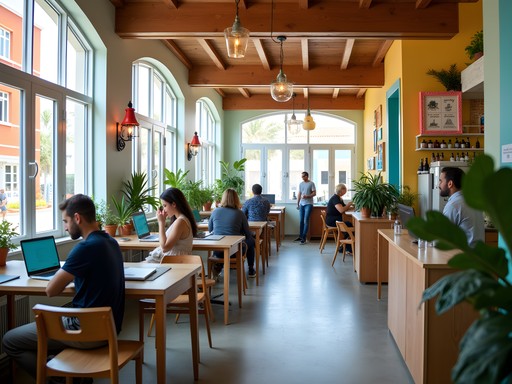 Modern coworking space in Willemstad with colorful Caribbean touches