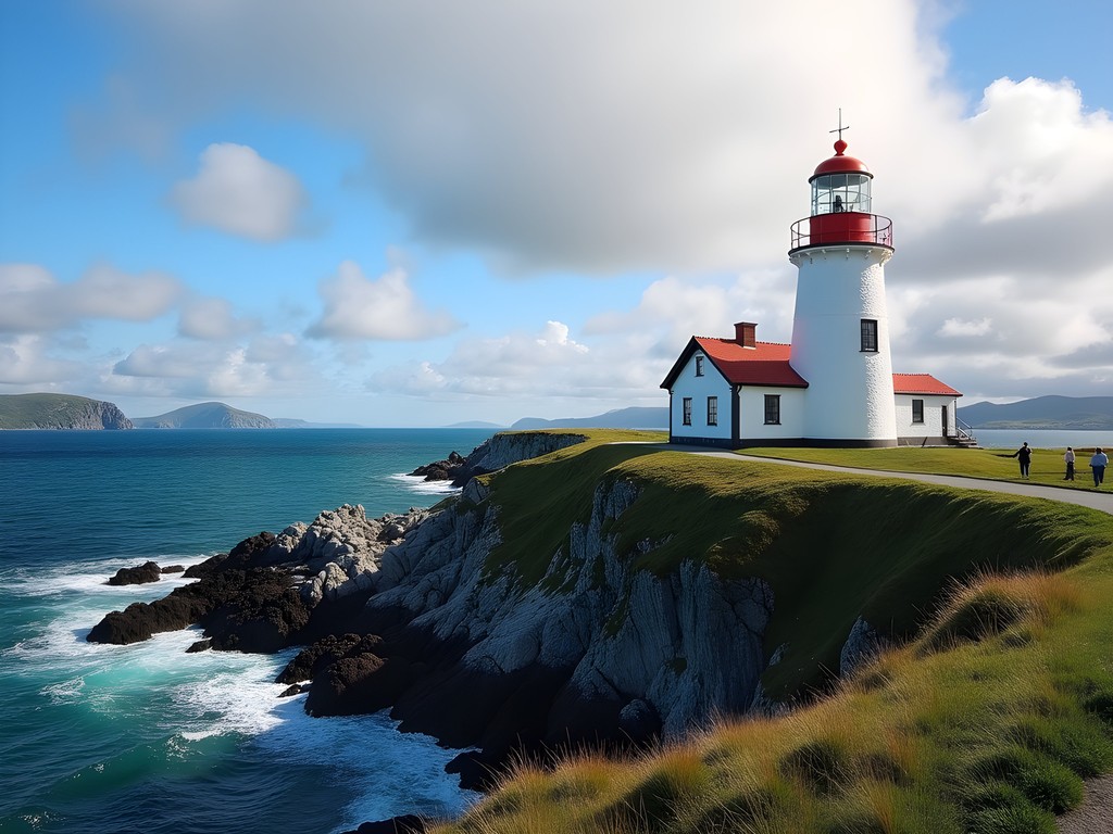 Historic Alnes Lighthouse on Godøy island with dramatic coastal scenery