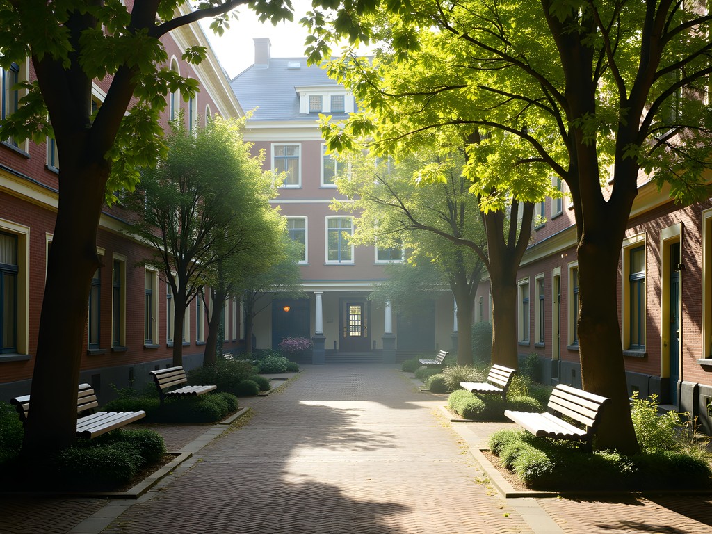 Peaceful morning in Amsterdam's hidden Begijnhof courtyard