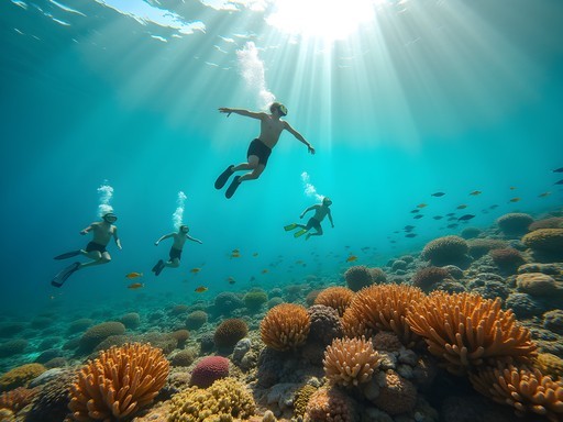 Family snorkeling at Palolo Deep Marine Reserve in Apia with colorful coral and tropical fish