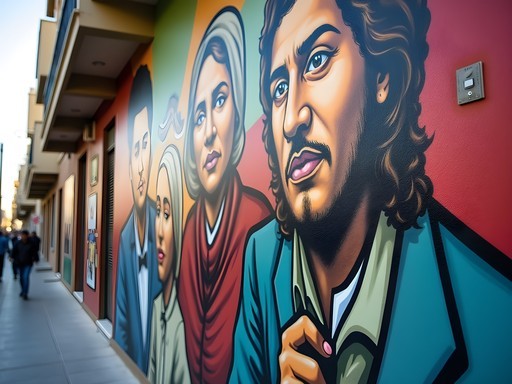 Colorful political street art mural in Mar Mikhael neighborhood of Beirut