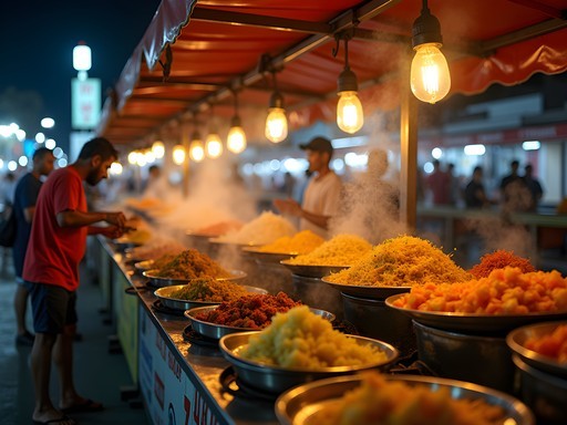 Colorful food stalls at Gadong Night Market in Bandar Seri Begawan