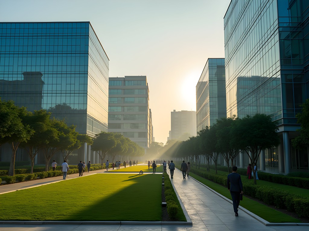 Modern glass buildings and tech campuses in Electronic City, Bangalore