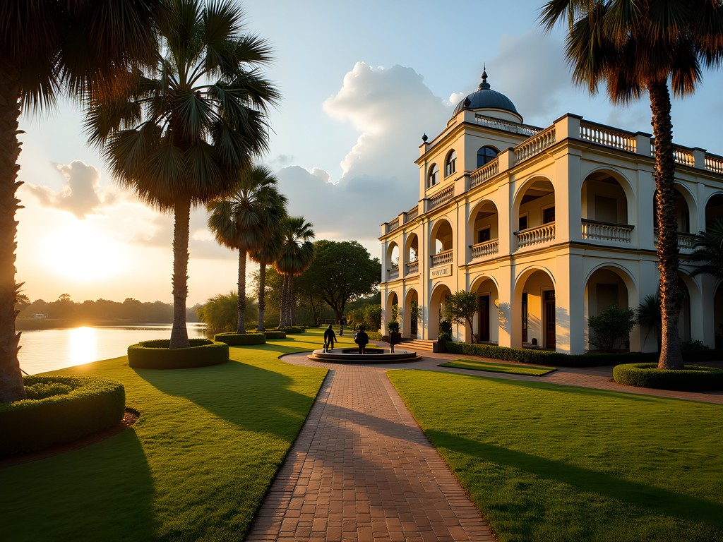 Oubangui Hotel exterior with Ubangi River view in Bangui