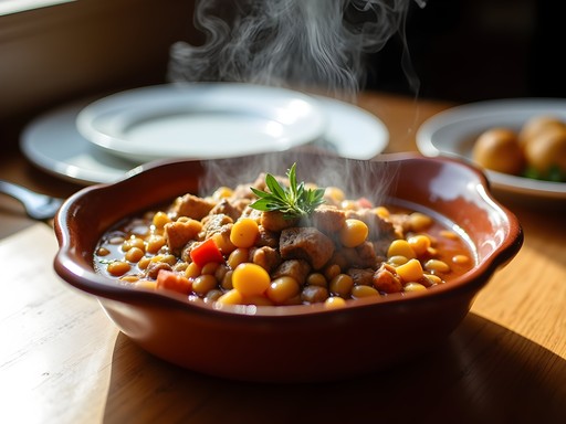 Steaming bowl of traditional Cape Verdean cachupa stew in Brockton restaurant