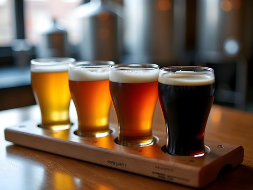 Craft beer tasting flight at Breakthrough Brewing Company in Brockton