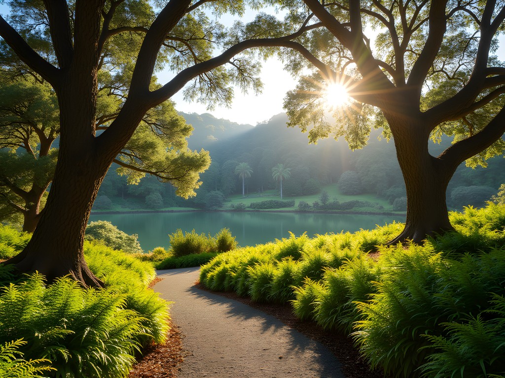 Auckland Domain's ancient volcanic crater with native New Zealand forest